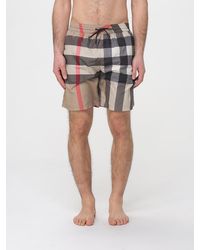 Burberry - Check Print Polyester Swim Trunks - Lyst