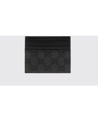 Gucci - Gg Supreme Monogram Flat Card Holder With Leather Trim - Lyst