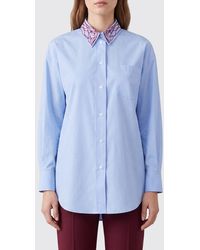 Fabiana Filippi - Cotton Poplin Shirt With Embroidered Classic Collar - Lyst