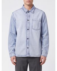 Les Deux - Cotton Denim Shirt With Classic Collar And Patch Pocket - Lyst