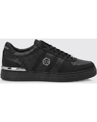 Philipp Plein - Low-Top Leather Trainers With Hexagon Logo And Round Toe - Lyst