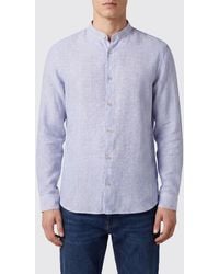 Boglioli - Striped Linen Slim Fit Shirt With Mandarin Collar - Lyst