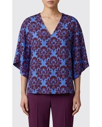 Alberto Biani - Relaxed Fit Floral Print Silk Blouse With Long Sleeves - Lyst