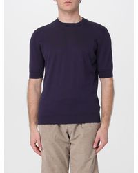 PT Torino - Short-Sleeved Crew-Neck Cotton Sweater With Ribbed Trims - Lyst