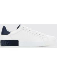 Dolce & Gabbana - Dolce &Amp Gabbana Portofino Calfskin Leather Low-Top Trainers With Logo - Lyst
