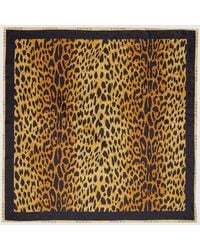 Gucci - Square Silk Foulard With Animal Print And Logo - Lyst