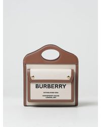 Burberry - Borsa in canvas e pelle con logo - Lyst