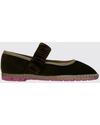 Flabelus - Mafalda Mary Jane Velvet Ballet Flats With Elasticated Inserts - Lyst