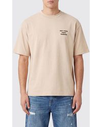 Drole de Monsieur - Crewneck Cotton T-Shirt With Logo And Slogan Print - Lyst