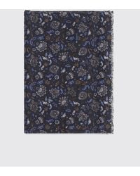 Kiton - Rectangular Floral Print Silk Scarf With Fringed Edges - Lyst