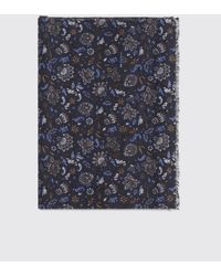 Kiton - Rectangular Floral Print Silk Scarf With Fringed Edges - Lyst