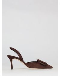 Manolo Blahnik - Maysli Suede Slingback Pumps With Decorative Buckle - Lyst