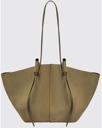 Yuzefi - Mochi Hammered Leather Flared Shoulder Bag With Laminated Logo - Lyst