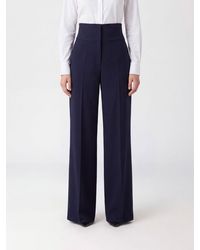 Elisabetta Franchi - High-Waisted Virgin Wool Gabardine Palazzo Trousers - Lyst