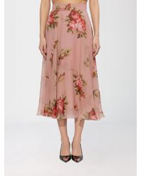 Dolce & Gabbana - Dolce &Amp Gabbana Silk Midi Skirt With Floral Print - Lyst