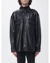 Paolo Pecora - Oversize Leather Shirt Jacket With Patch Pockets - Lyst