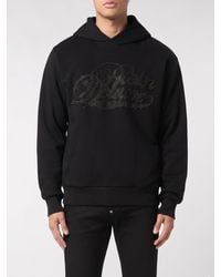 Philipp Plein - Cotton Hoodie With Logo And Rhinestones - Lyst