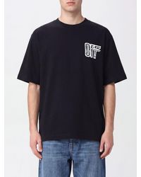 Off-White c/o Virgil Abloh - Cotton Crewneck T-Shirt With Contrast Arrow Logo Print - Lyst