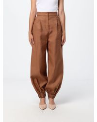 Fendi - High-Waisted Wide-Leg Linen-Cotton Blend Chino Trousers - Lyst