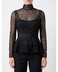 Elisabetta Franchi - High-Neck Long-Sleeved Tulle Evening Top - Lyst