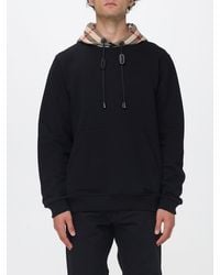 Burberry - Cotton Hoodie With Vintage Check Detail And Kangaroo Pocket - Lyst