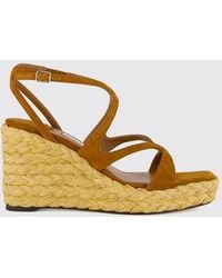 Jimmy Choo - Ayla Suede And Jute Wedge Sandals With Square Toe - Lyst