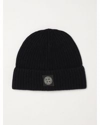 Stone Island - Ribbed Virgin Wool Beanie Hat With Compass Logo - Lyst