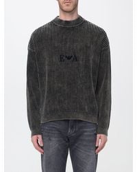 Emporio Armani - Cotton Blend Crewneck Jumper With Tone-On-Tone Logo - Lyst
