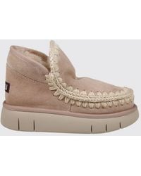 Mou - Eskimo Bounce Suede Ankle Boots With Embroidery And Crochet Stitching - Lyst