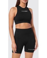 Philipp Plein - Cropped Slim Fit Jersey Sports Top With Contrasting Logo - Lyst