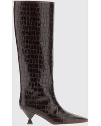 MARIA LUCA - Noa Knee-High Calfskin Boots With Croc-Effect - Lyst