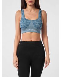 Philipp Plein - Camouflage Print Cropped Jersey Sports Top With Thin Straps - Lyst
