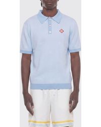 CASABLANCA - Striped Cotton Knit Polo Shirt With Ribbed Collar And Cuffs - Lyst
