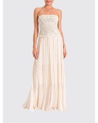 Twinset - Long Cotton Dress With Knit Inserts - Lyst