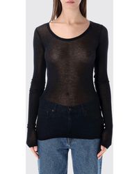 American Vintage - Sheer Cotton Long-Sleeved T-Shirt With Round Neck - Lyst