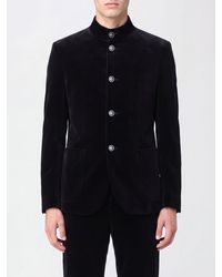 Giorgio Armani - Slim Fit Single-Breasted Velvet Blazer With Mandarin Collar - Lyst
