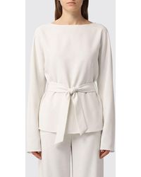 P.A.R.O.S.H. - P.A.R.O.S.H. Long-Sleeved Crêpe Blouse With Tie-Waist Sash Belt - Lyst