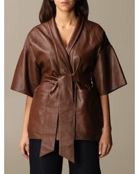 L'Autre Chose - Wrap Jacket In Leather - Lyst