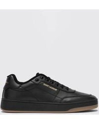 Saint Laurent - Baskets Basses Sl/61 En Cuir De Veau Lisse Avec Logo Lettrage - Lyst