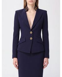 Elisabetta Franchi - Single-Breasted Crêpe Blazer With Slim Fit And Padded Shoulders - Lyst
