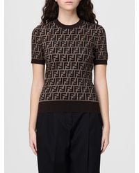 Fendi - Rundhals-Pullover Aus Baumwolle Mit Monogramm-Muster - Lyst