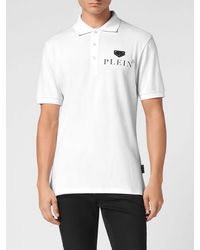 Philipp Plein - Short-Sleeve Stretch Cotton Polo Shirt With Metal Logo - Lyst