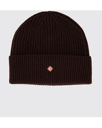 CASABLANCA - Wool Beanie Hat With Contrasting Logo And Cuffed Hem - Lyst
