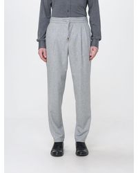 Brunello Cucinelli - Virgin Wool Slim Fit Trousers With Drawstring Waist - Lyst