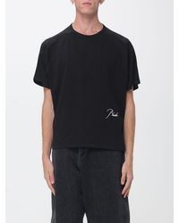Rhude - Relaxed Fit Cotton T-Shirt With Dropped Shoulders And Embroidered Logo - Lyst