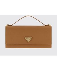 Prada - Saffiano Leather Wallet With Handle - Lyst