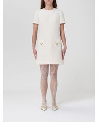 Valentino - Vlogo Virgin Wool And Silk Mini Dress - Lyst