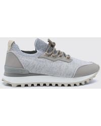 Eleventy - Low Top Wool Blend Trainers With Serrated Sole - Lyst