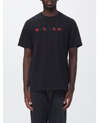 MSGM - Embroidered Logo Cotton Crew Neck T-Shirt - Lyst