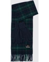 Barbour - Set Of Two Tartan Wool Scarves With Fringed Hem - Lyst